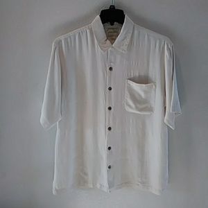 Men's ivory colored Button front shirt L/G